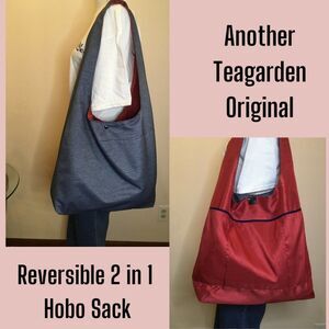 Reversible Shoulder Carryall Hobo Sack - Beautiful and practical Blue & Red